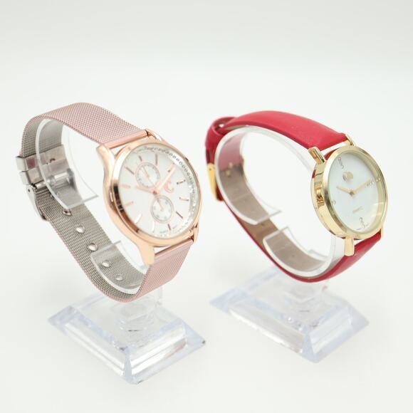 2x Charming Charlie Women's Watches Metal Mesh Faux Leather w New Battery - Picture 7 of 15
